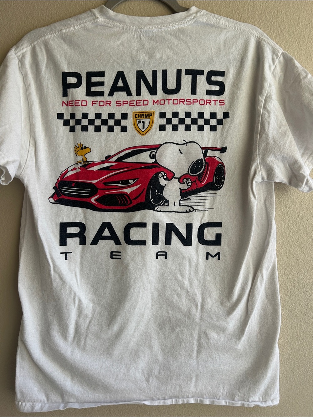 Peanuts White Short-Sleeve Racing Team Graphic Tee with Red Car